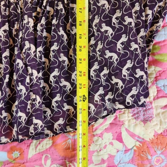 Anthropologie | Purple and White Blouse With Monkey Print Sz 8 - Picture 12 of 15